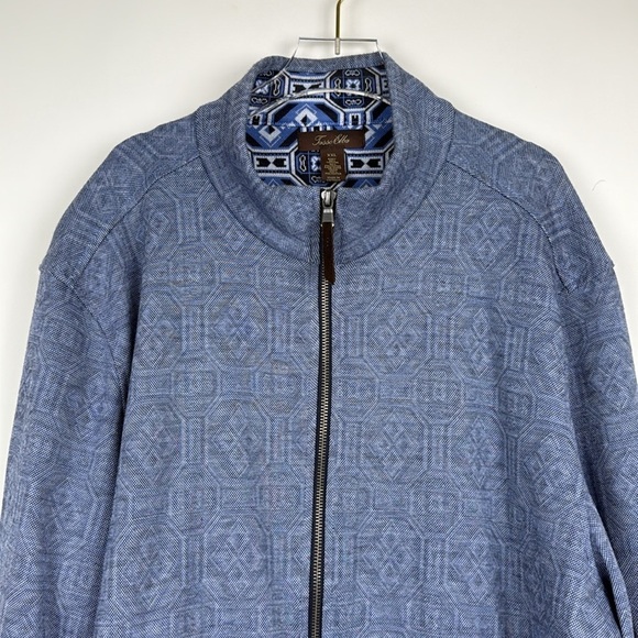 Tasso Elba Mens Graphic Knit Zip Up Jacket in Navy Blue Size XXL - Picture 3 of 8